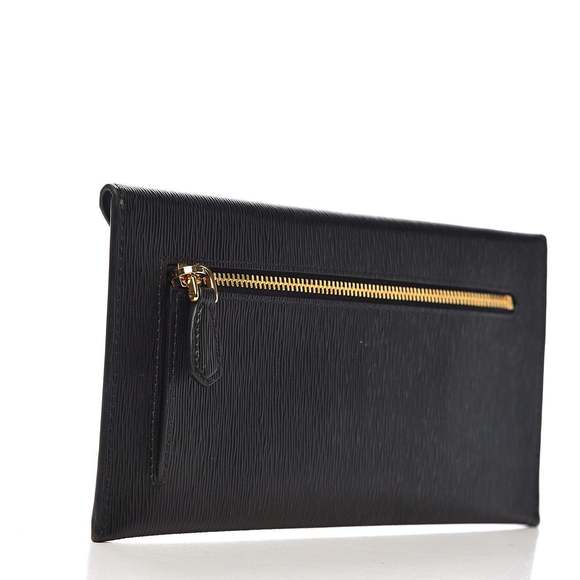 Prada Black Vitello Move Leather Long Envelope - Picture 7 of 9